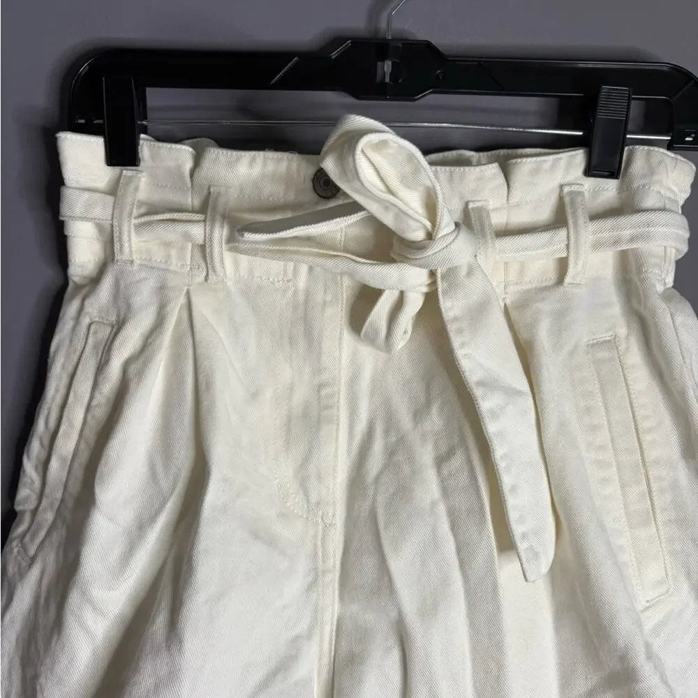 Rails White High Waisted Paperbag Shorts Small